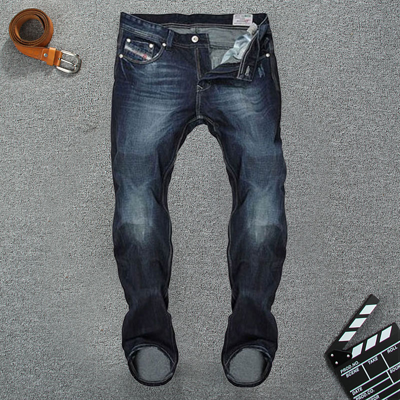 Italian famous brand men's jeans straight fit dark blue color printed jeans cotton denim ripped jeans men casual pants,wholesale