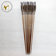 Hot Sale 12 Pcs 85cm arrows Archery Bullet Point Real Turkey Feather Bamboo Arrows For Bow Shooting and Hunting