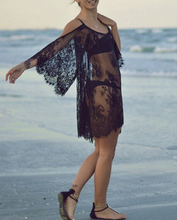 Lace Bikini Beach Cover Up Dress Black and White Beach Wear Cangas De Praia Crochet Dress