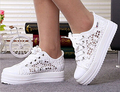 New 2016 Cutouts Lace Canvas Shoes Hollow Floral Print Breathable Platform Women sneakers Free Shipping