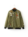 2016 New Fashion Women Baseball Jacket Badge Appliques Zipper Pocket Casual Long Sleeve Standing Collar Brand