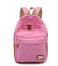 New 2015 casual canvas backpack women fashion school bags for girls dot printing backpack shoulder bags