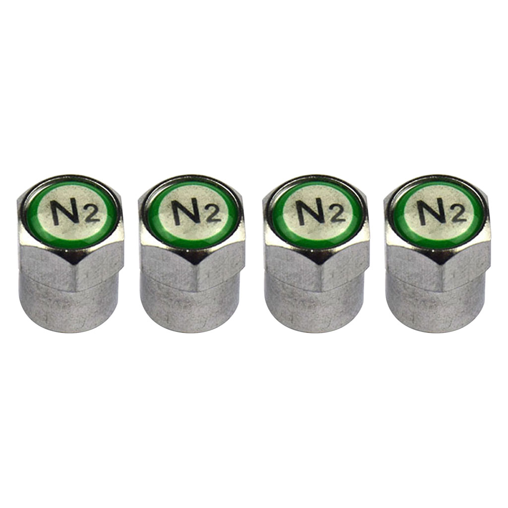 Set of 4 Nitrogen N2 Green Copper Tire Stem Valve Caps Covers Car