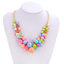 Statement Necklace Hot Selling Gold Chain Candy Colors Beads Big Chunky Necklaces For Women Choker Necklace N2046