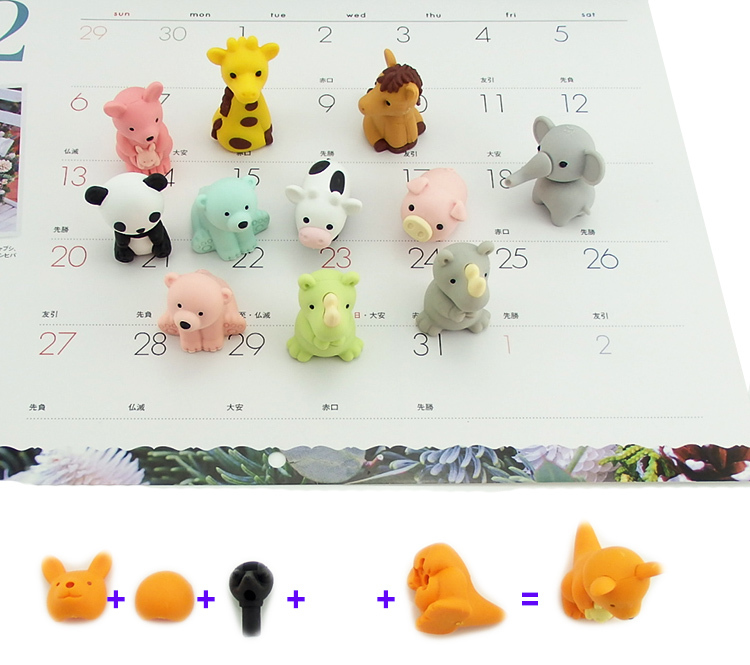 Japan Kangaroo rubber animal shaped removable rubber erasers can be