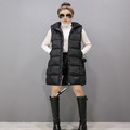 Freeshipping New Autumn Winter Women Vest Coats Plus Size Vestidos Slim Black Hooded Long Vest Coat