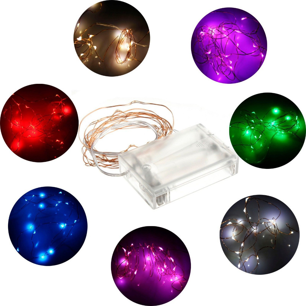 2M 1.2W 4.5V 20 LEDs Battery Operated Mini LED Copper Wire String Fairy Lights Christmas Party ...