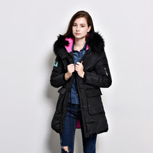 Winter New Real Large Raccoon Fur Collar White Duck Down Jacket Zipper Medium Long Parka Slim Women Down Coat Thickening