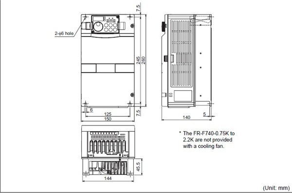 FR-F740-0.75K-CHT dimensions