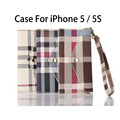 Plaid Pattern Flip Wallet PU Leather Case Cover For Apple iPhone 5 5S SE With Card