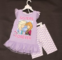 Retail 3-6yrs Baby Girl’s Elsa & Anna Princess T-shirt and Chevron Legging Set