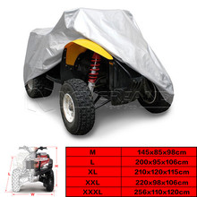 Silver Universal 190T Motorcycle Waterproof Cover Quad Bikes ATV For Polaris Honda Yamaha Suzuki Size M L XL 2XL 3XL D15