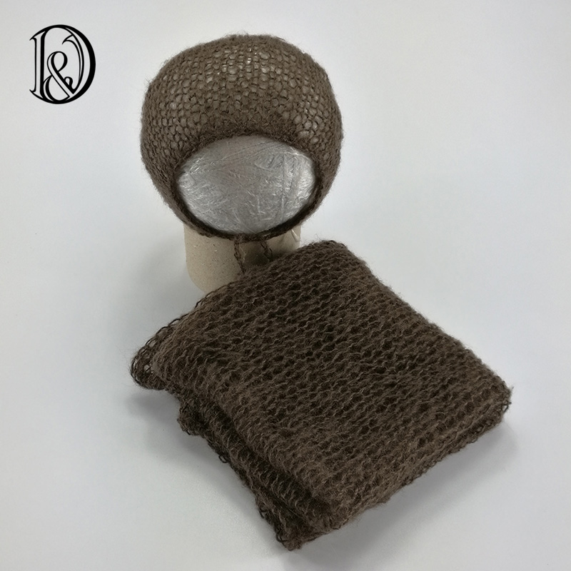 Hand Knit Mohair Wrap With Bonnet (set)Baby Shower Gift Props For Baby Newborn Photography Props Accessories