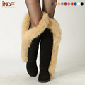 100%genuine Leather Real Naturte Arctic Fox Fur Tassel Snow Boots For