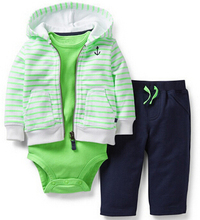 Carters Baby Boys 3 Pieces Long Sleeve Cardigan Bodysuit Set Spring Autumn Roupas Infantis Meninos Freeshipping