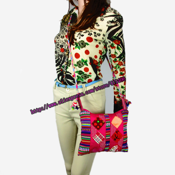 Vintage Hmong Tribal Ethnic Thai Indian Boho shoulder bag message bag handmade embroidery Tapestry SYS 018