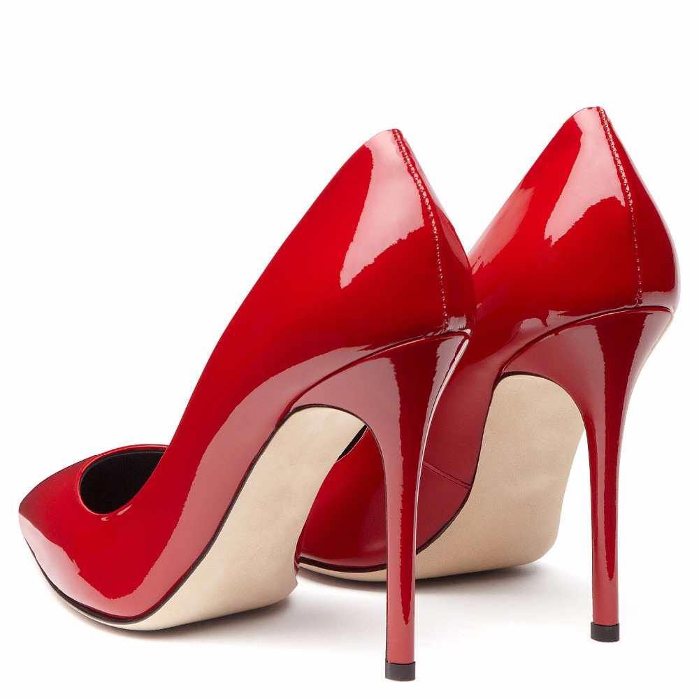 Sexy Women Red High Heels 2020 Shiny Black Stiletto Gold Patent Leather Ladies Basic Pumps