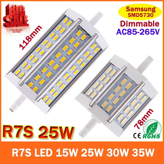 Free Shipping 1pcs/lot R7S LED 118mm 78mm 15W 25W 35w J118 J78 J189 LED R7S dimmable 5730 corn bulb replace Halogen floodlight
