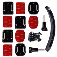 Helmet Extension Arm Kit Self Photo Flat / Curved Adhesive Mount For Gopro Camera Hero 4 3 3+ 2 Sjcam Sj4000 Sj5000 Accessories