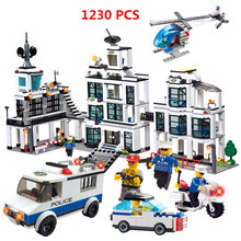 2016 WOMA Brand 1230pcs City Police Station building blocks Action Figures set helicopter jail cell Compatible with Legoe