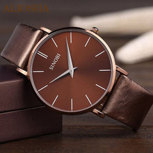 Aliosha SINOBI hombres de la marca Casual reloj de la promoción correa de cuero de lujo hombres reloj analógico de negocios de visualización descuento relojes