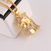 18K Gold Plated JESUS Christ Piece Head Face Hip Hop Pendant Necklace Charm Chain For Men and Women Trendy Holiday Accessories