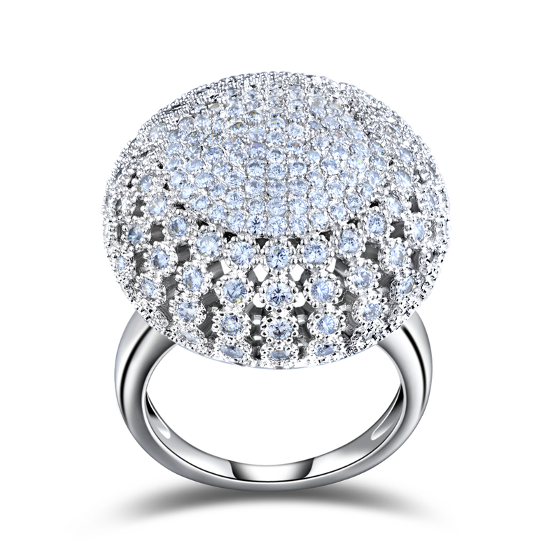 Charming Platinum Plated 218 Pieces 2mm Zircon Full Paved Round Shaped Vintage Ring Very Beautiful Ring