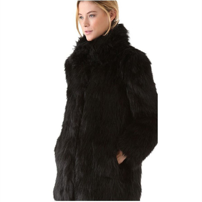 Ladies Black Faux Fur Coat