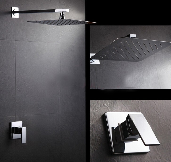 Free Shipping Concealed Shower Set Faucets 8 or 10 inch Ultra-Thin rainfall square SUS 304 shower head,Bath tap