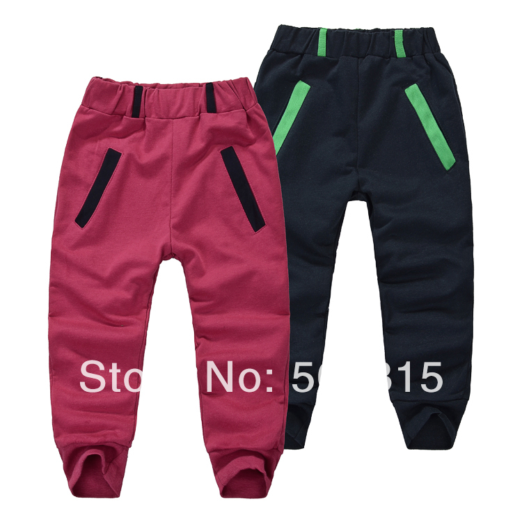 2014 spring male child trousers female child sports pants child knitted pants loop pile trousers kids pants boys pants 4pcs/lot