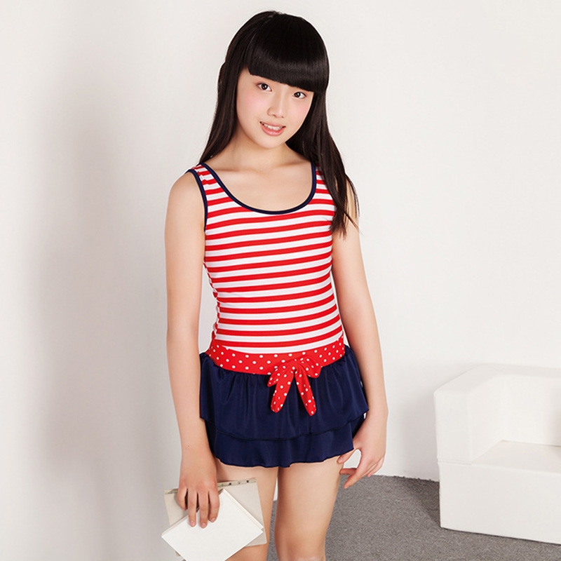 Swimsuit for Teens 5-15 Years Childrens Swimwear For Girls Spandex Striped ...