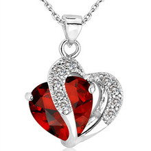1 PC 9 Colors Top Fashion Class Women Girls Lady Heart Crystal Amethyst Maxi Statement Pendant Necklace NEW Jewelry