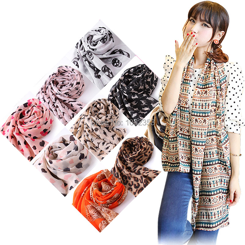 FREE shippoing Hot sale spring autumn winter 2015 ladies scarves leopard print silk girl scarfs black white spot women scarf