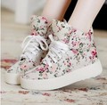Women Shoes Fashion Canvas shoes women platform canvas floral print ankle boots shoes wedges shoes P5A104