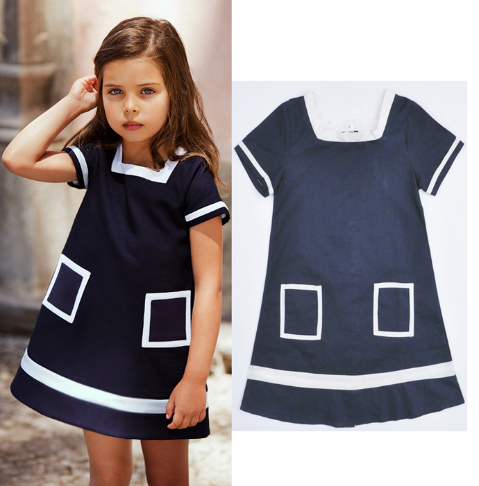 Little girl dress Wholesale 2015 cotton Baby girl dress frock blue high quality children Costumes lovely robe bebe enfant nina