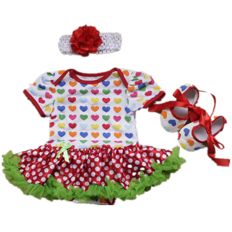 Newborn Baby font b girl b font clothes Cotton Christmas Love Dresses infant Bodysuits short sleeved