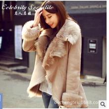 2016 Time-limited Criss-cross Long Faux Vest Coat New Winter Women’s Suede Jacket Leisure Fashion Style Lamb Collar Coat Women