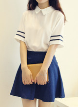 2014 women’s school navy sailor suit school uniform set cardigan skirt + sailor Shirts 2 pcs / Set