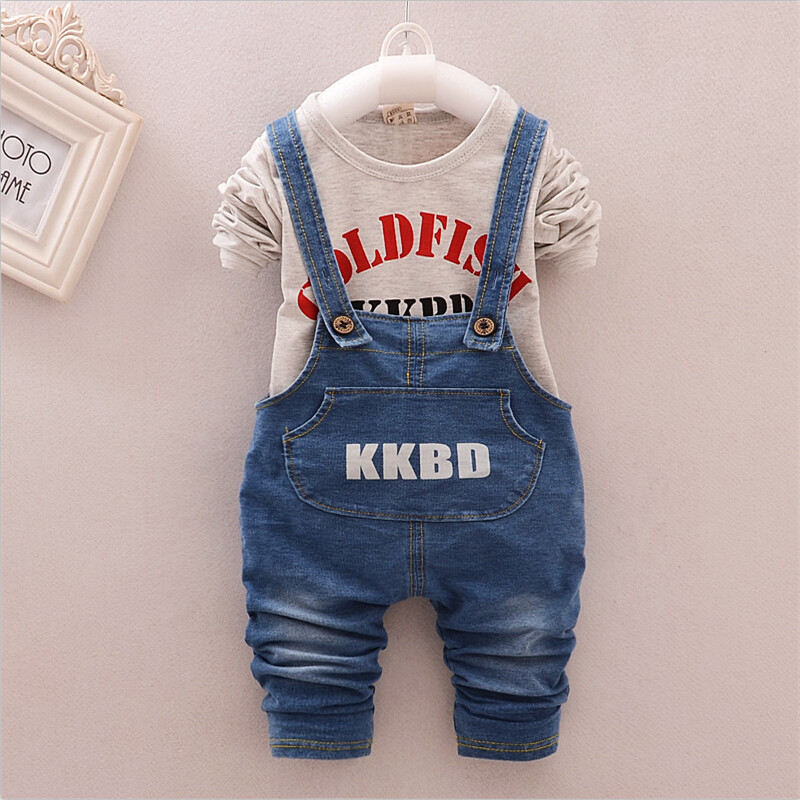2015 Spring/Autumn Baby Boys Clothing Set Kids Boys  Cowboy Suit Cotton T-shirt +Jeans 2pcs Suit  Children Clothes Sets