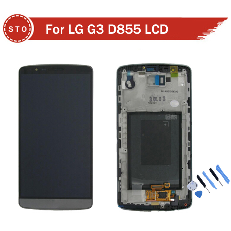 Original LCD Display with Touch Screen Digitizer +Frame Assembly For LG G3 D850 D855 +Tools Black/White Free Shipping