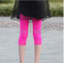 Retail Candy Color Velvet Children Girl leggings with lace flowers Baby Girl pants for 3 8