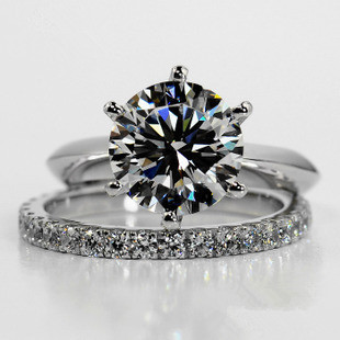 Simulated diamond wedding ring sets