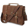 Vintage 100 Guranteed crazy horse genuine leather men messenger bags cow leather briefcase business shoulder bags