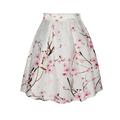 Plus Size XL High Elastic Waist Pleated Midi Skirt Women Cherry Blossom Skirts 2016 Summer Female