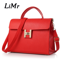 LiMr New Arrival Fashion Lady Flap Bag PU Leather Leechi Pattern Embossed Women Shoulder Handbag New Fashion Crossbody Black Bag
