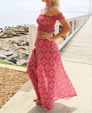 Raya vertical del cuello, la novedad para dos piezas atractivo maxi Boho estilo señora vintage impresión vestido XQ1748(China (Mainland))