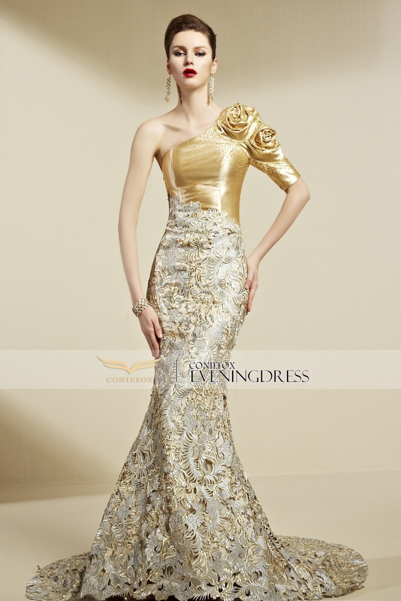 gold color evening gowns