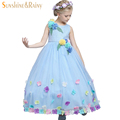 Elegant Kids Girls Flower Petals Dress Wedding Princess Lace Formal dress Baby Birthday Party Children Bridesmaid