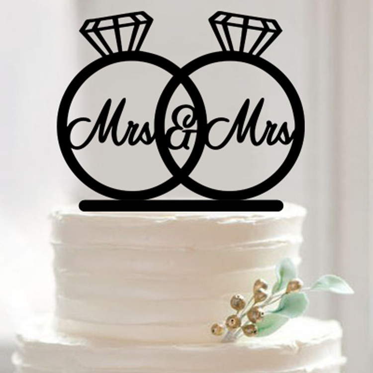 Bride and Groom Cake Topper Acrylic Silhouette We...