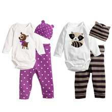 2015 Hot Newborn Baby Girl Clothing Set (Romper+Hat+Pants 3 pcs) Infant Baby Boys Clothes Babies Pajamas Roupas Bebes
